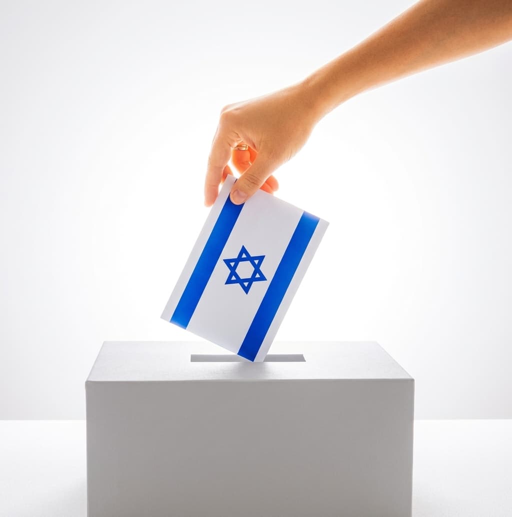 card with an Israeli flag being put into a ballot box